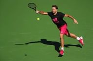 INDIAN WELLS, CA - MARCH 07: Stanislas Wawrinka of Switzerland plays a forehand during a practice session on day two of the BNP Paribas Open at Indian Wells Tennis Garden on March 7, 2017 in Indian Wells, California. (Photo by Clive Brunskill/Getty Images)